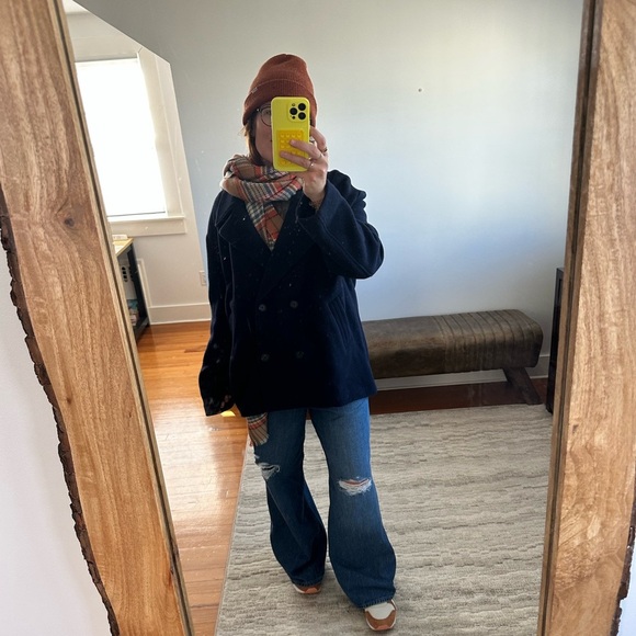 FAHERTY WOMEN'S WOOL BLEND KNIT NAVY PEACOAT OVERSIZED SZ XXL - Picture 6 of 6